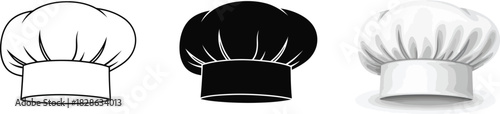 Chef hat vector illustration in black and white perfect for restaurant or culinary designs