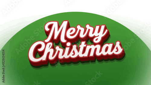 Festive Greeting Card Design Featuring the Words Merry Christmas in a Stylized Font on a Green Background