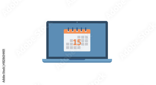 Schedule your success with this modern laptop and fifteenth day calendar reminder, perfect for planning, deadlines, and important appointments at home or office