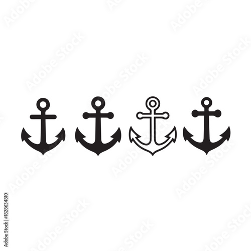 Nautical anchor icon with marine elements
