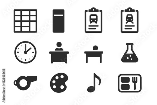 Lunch vector grid schedule icons desk icon train face timetable class student