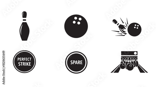 Classic bowling pin and ball icon for sports and recreation