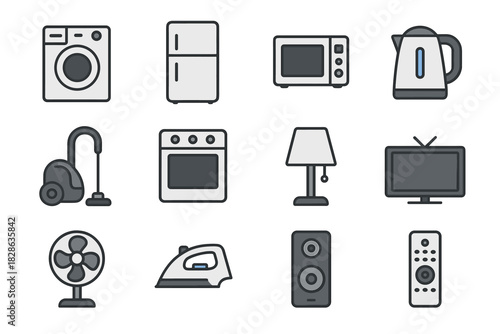 Fridge washing vector home cleaner vacuum icon iron appliances icons speaker machine