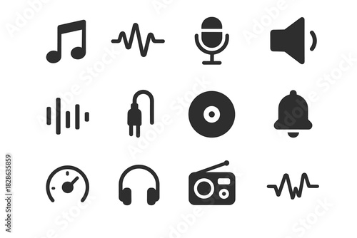 Sound icon vector record wave music radio waveform icons plug knob microphone