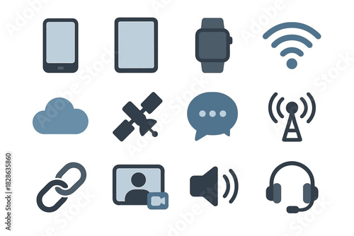 Call smart signal headset wifi icon antenna icons tablet vector speaker communication