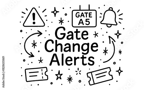 Gate change alerts: notification icons for travel updates