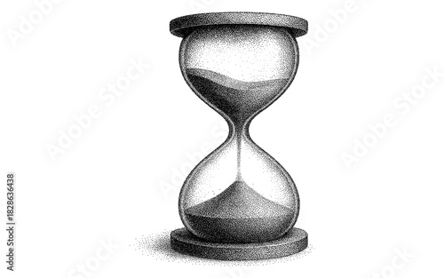 Intricate stippled hourglass design representing time and patience