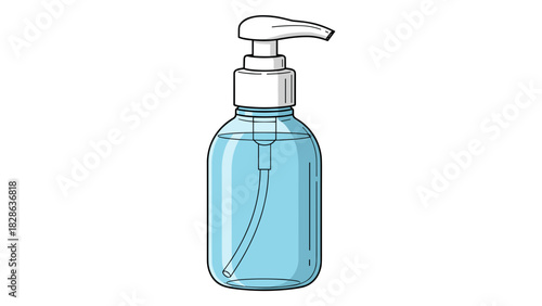 Illustration of a blue lotion pump bottle with a dispenser