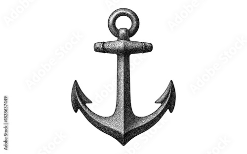 Detailed vintage anchor design with stipple effect for nautical themes