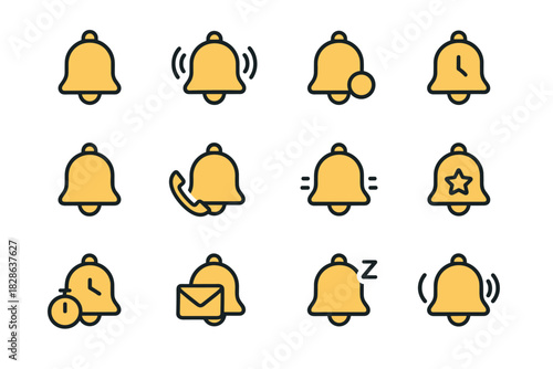 Bell symbol icons icon app ring calendar notification alert vibration vector phone