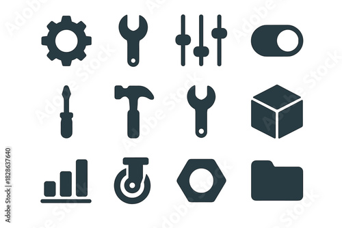 Toggle wrench box screwdriver settings vector icons spanner gear sliders icon minimalist