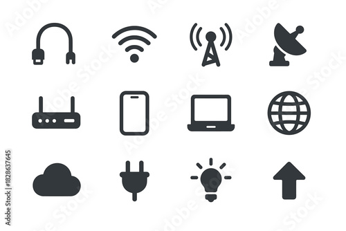 Connectivity phone vector icon icons wire arrow light signal cloud router plug