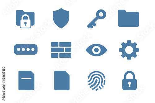 Key dots firewall padlock shield secure vector icon lock icons fingerprint folder