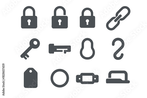 Open minimalist padlock clasp hook icon vector key lock closed icons tag