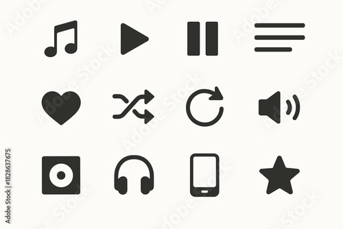List shuffle heart music note vector icon minimalist symbol cover volume bar