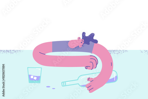 Addiction to alcohol and depression concept