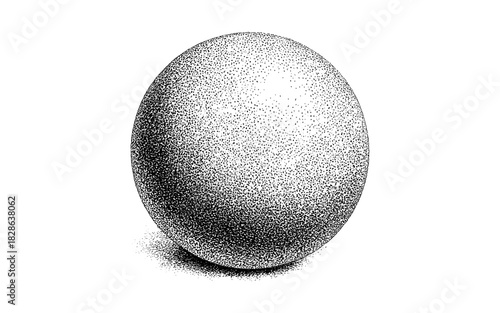 Stippled sphere illustration with detailed dotwork texture