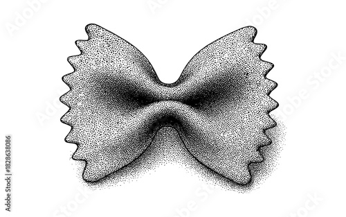 Pointillism style farfalle pasta art with detailed texture