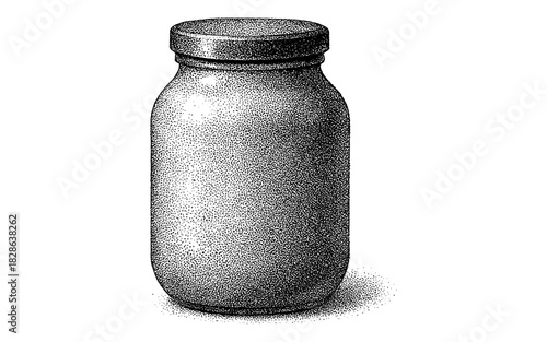 Vintage jar in retro dot style with lid for kitchen