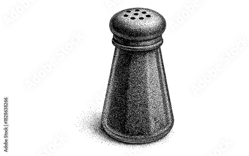 Pointillism style salt shaker artwork with detailed stipple effect