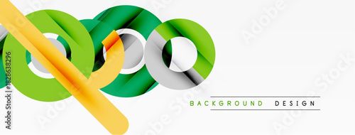 Abstract colorful ribbons forming loops, modern design element. Bright hues create dynamic visual impact. Simple background.
