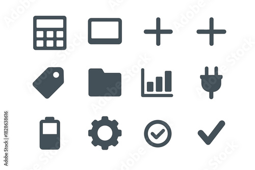 Icons plug minimalist rectangular icon vector battery screen checkmark body symbol lcd