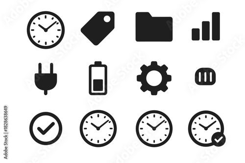 Crown watch dial folder minimal ticking knob plug icon vector marks gear