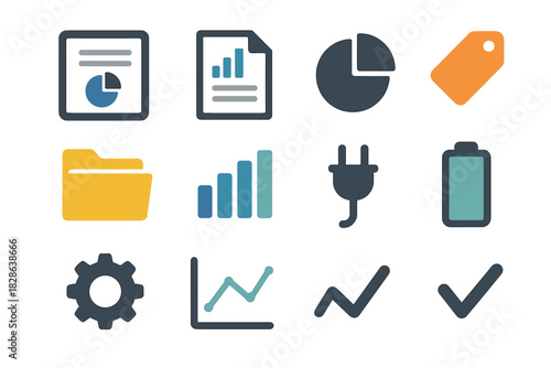 Gear report folder screen chart line tablet digital vector icons icon checkmark