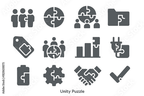 Handshake icon folder unity puzzle plug gear vector circle icons checkmark people