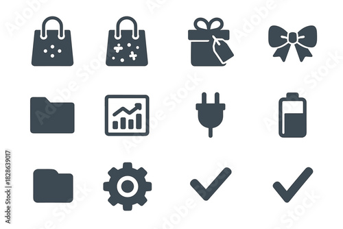 Handles bag knot gift plug icon ribbon tag label icons festive pattern