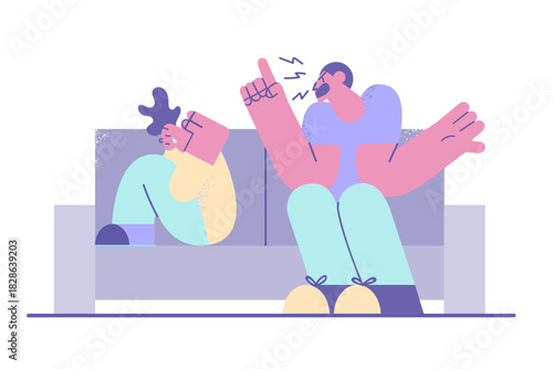 Fighting and Conflict in communication concept