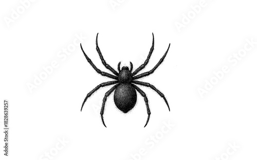 Detailed black spider ink drawing on white background