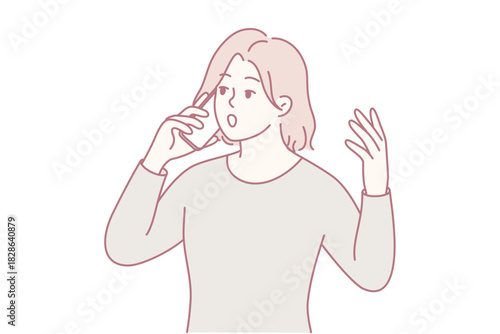 Woman on phone expressing surprise while handling urgent customer issue, animated hand gesture, tense voice and focused listening, home environment with expressive reaction