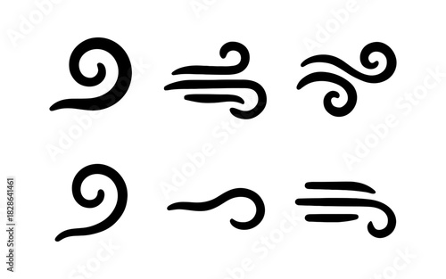 Minimalist wind icon set: stylish flat curves and swirls for design projects
