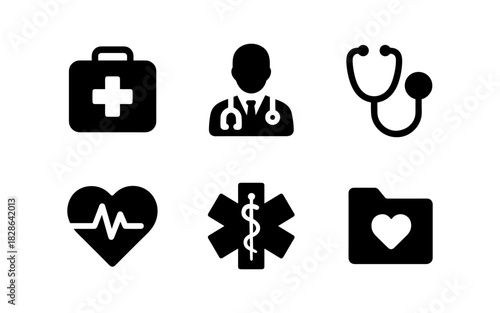 Medical icons set: healthcare symbols and doctor tools for modern design