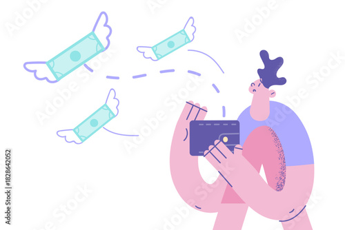 Losing money and bankruptcy concept