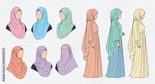 Various hijab styles and modest clothing collection