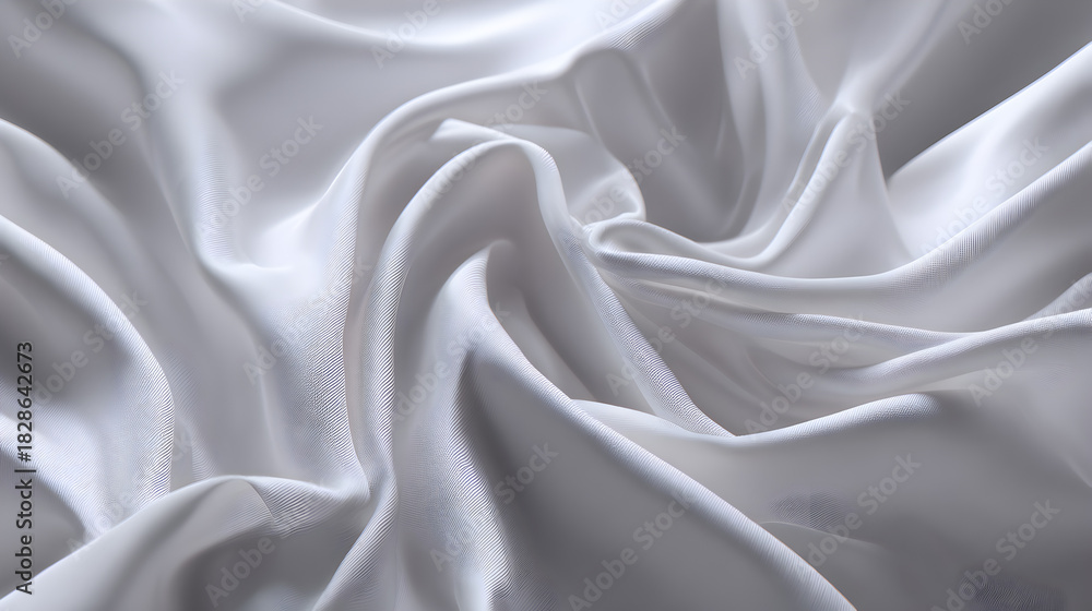 Obraz premium Elegant white silk fabric with soft folds creating a luxurious and smooth texture design