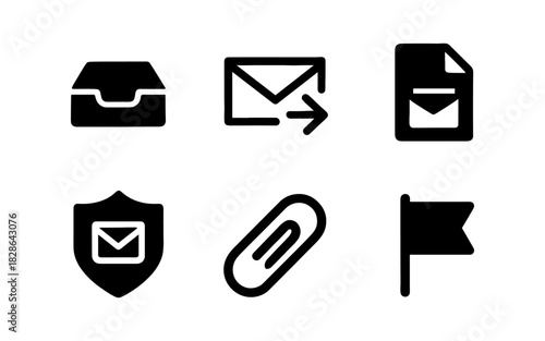 Minimalist email communication icons set for digital interfaces