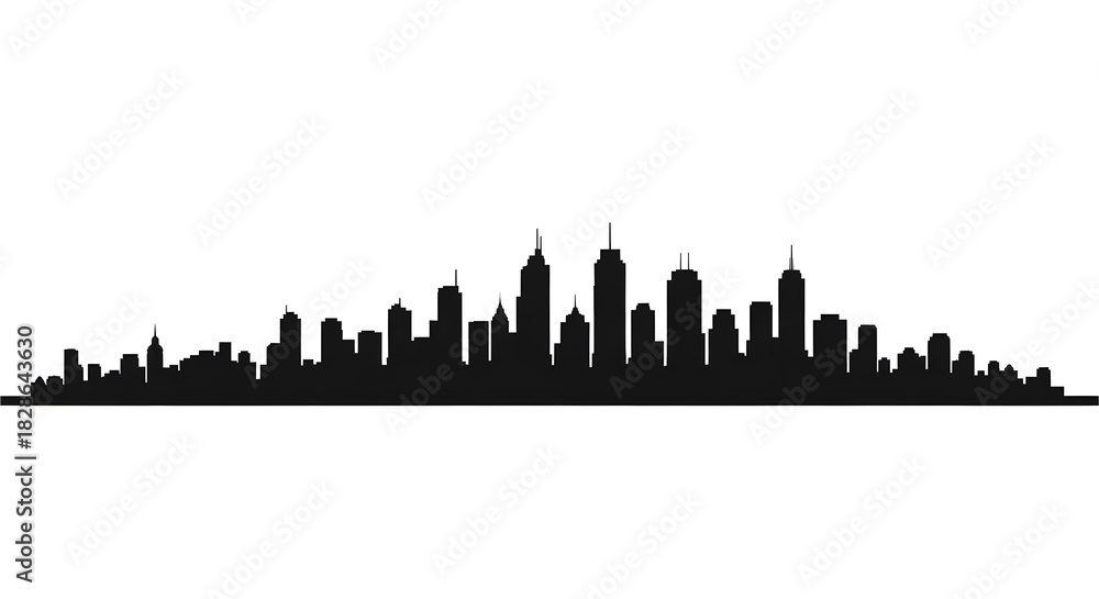 Fototapeta premium Urban Skyline Silhouette: Cityscape Vector Design