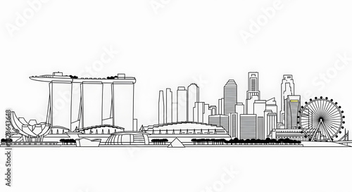 Singapore Skyline Line Art: Minimalist Cityscape Illustration