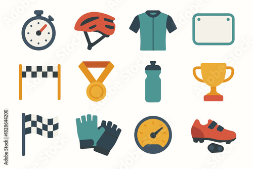 Speedometer trophy bike race plate jersey vector bottle flag cleats icon icons