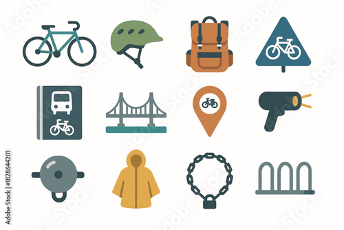 Lock raincoat road bridge chain vector icon city light icons parking urban
