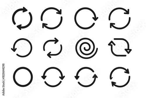 Curved circle update line circular vector icon counterclockwise loop icons repeat arrow