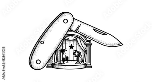 Pocket Knife on Stage with Spotlight.