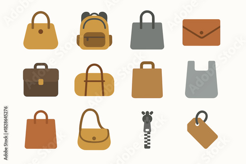 Handbag tote duffel icon icons minimalist bag strap zipper vector briefcase tag