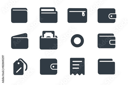 Tag icons vector minimal folded leather clasp cash wallet slim icon button