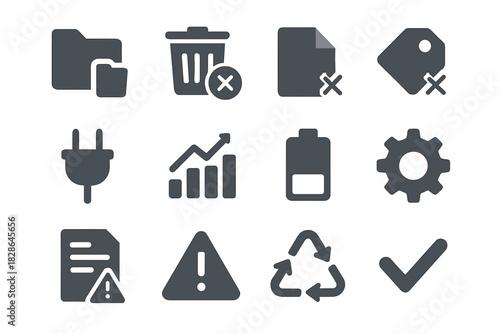 Checkmark triangle plug icon icons folder paper alert delete vector trash bin