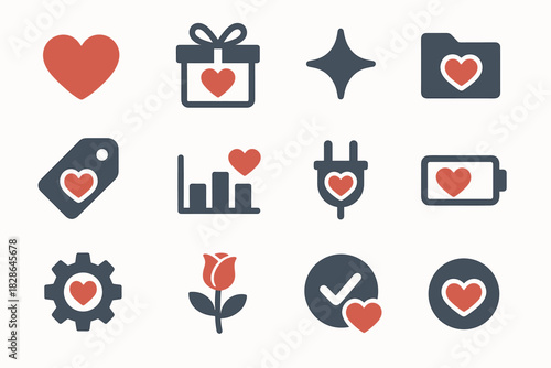 Ribbon vector battery icons icon gift plug heart box folder chart