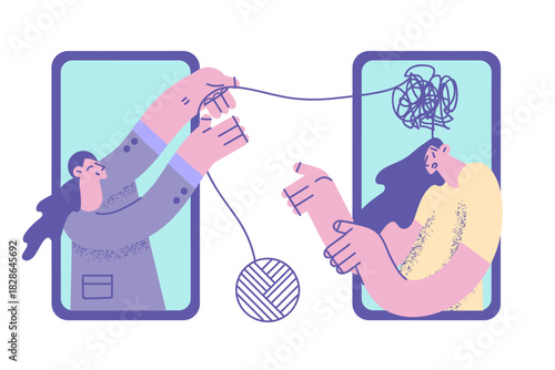 Online psychology and support vector illustration